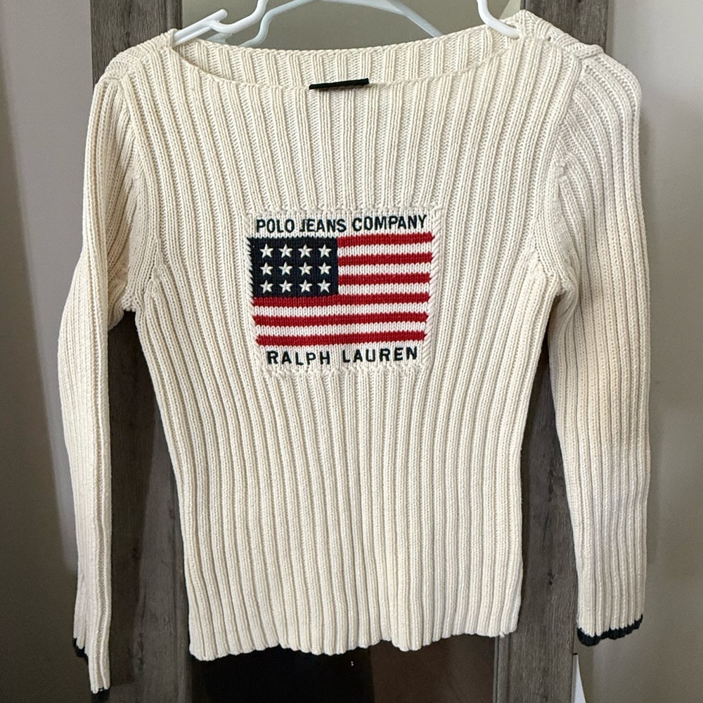Ralph Lauren Ribbed Sweater with Flag Design